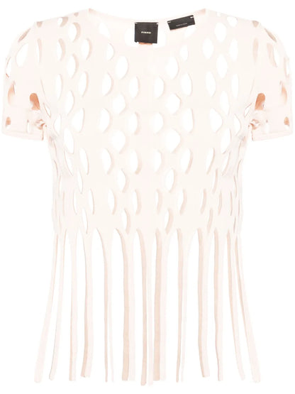 Fringed Open-Knit T-Shirt