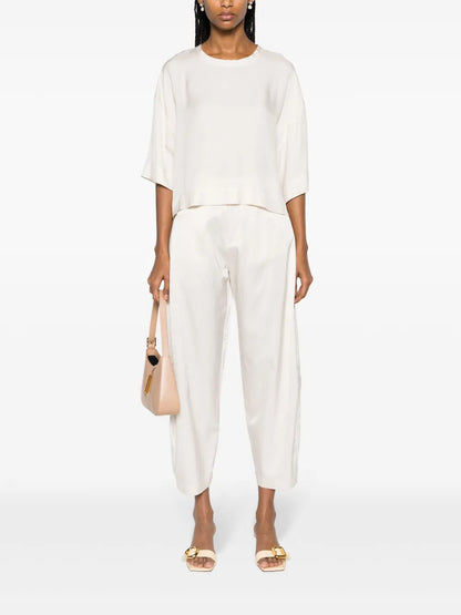 Satin-Finish Loose-Leg Trousers