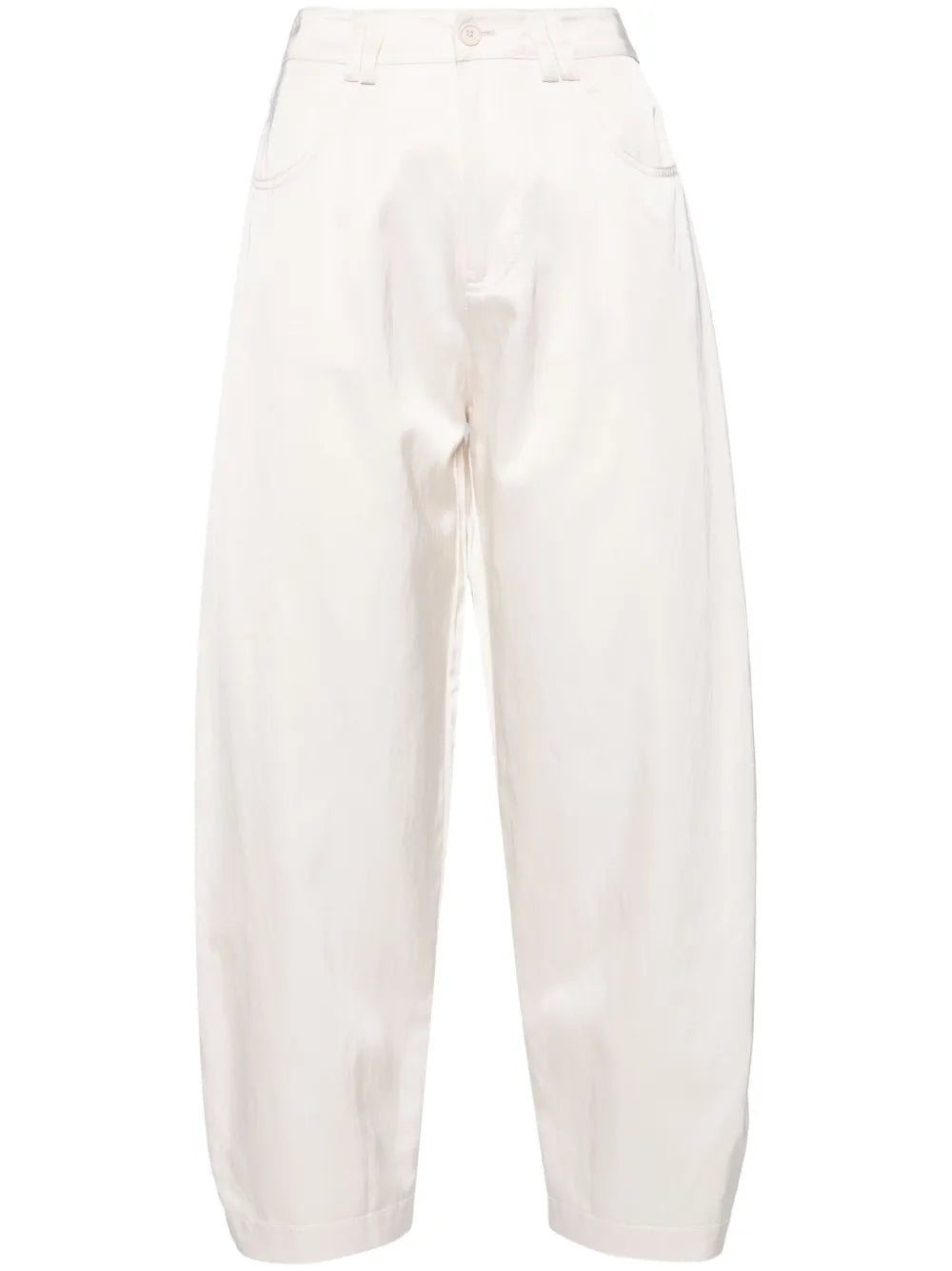 Satin-Finish Loose-Leg Trousers