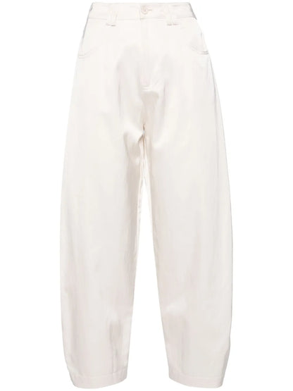 Satin-Finish Loose-Leg Trousers