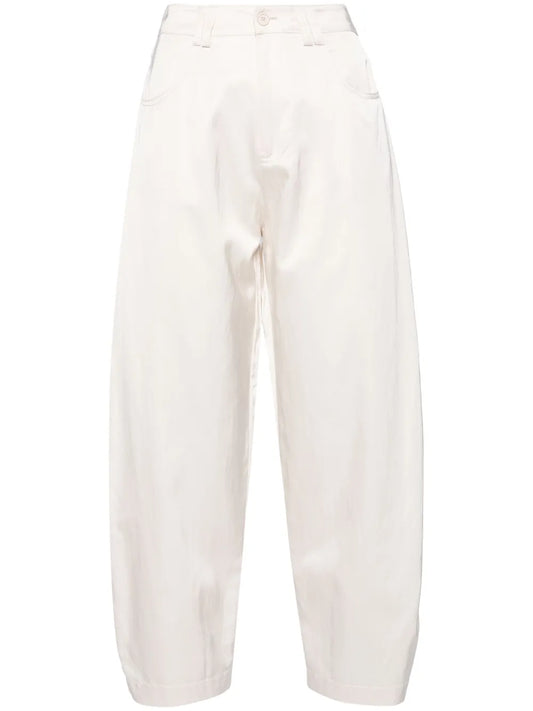 Satin-Finish Loose-Leg Trousers