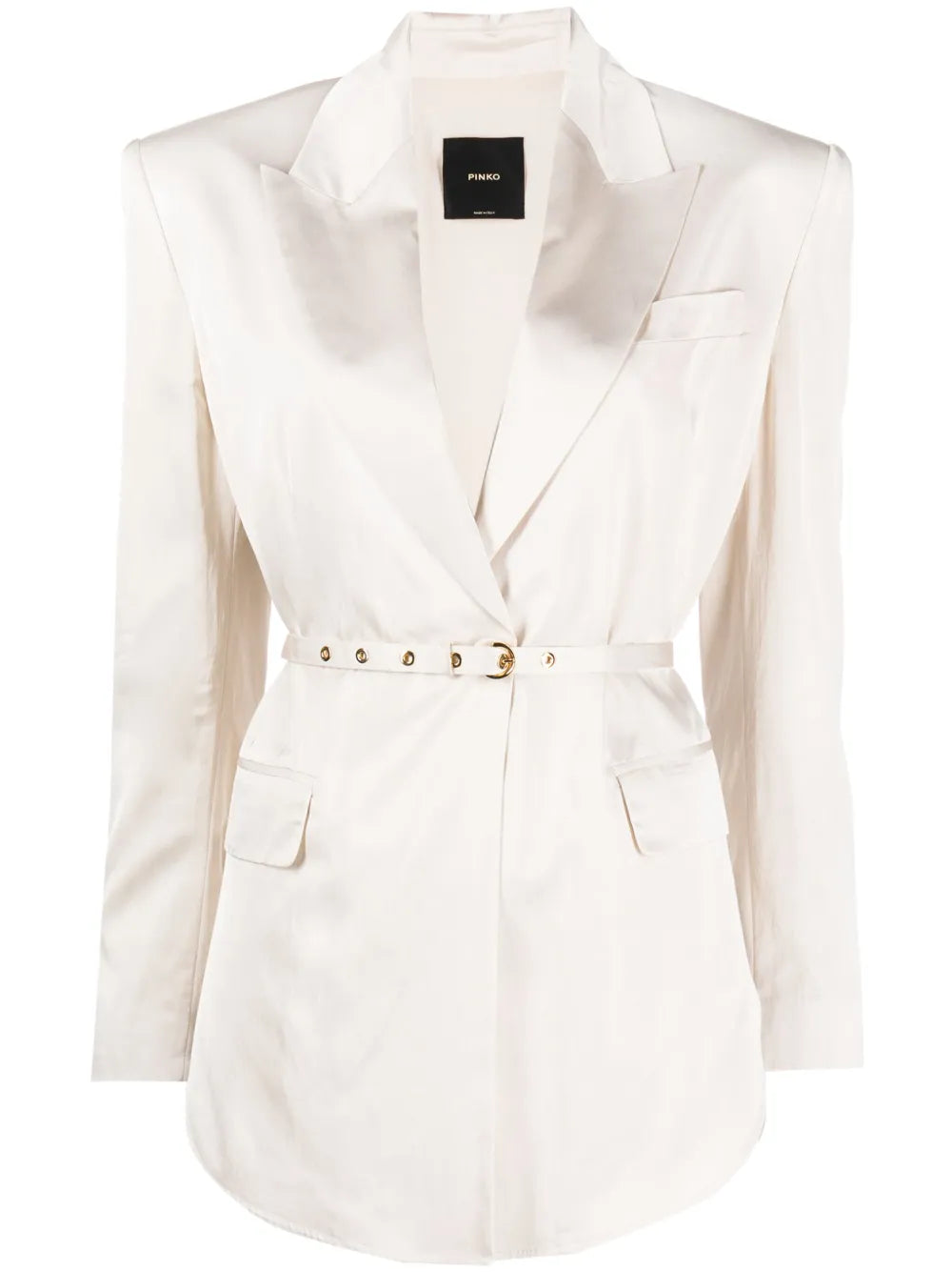 Goldeneye Belted Satin Blazer