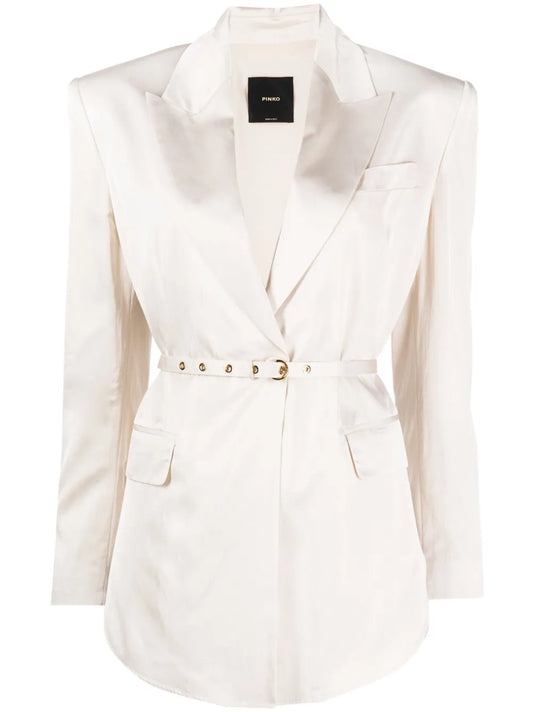 Goldeneye Belted Satin Blazer