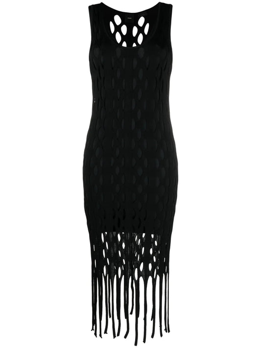 Fringed Cut-Out Maxi Dress