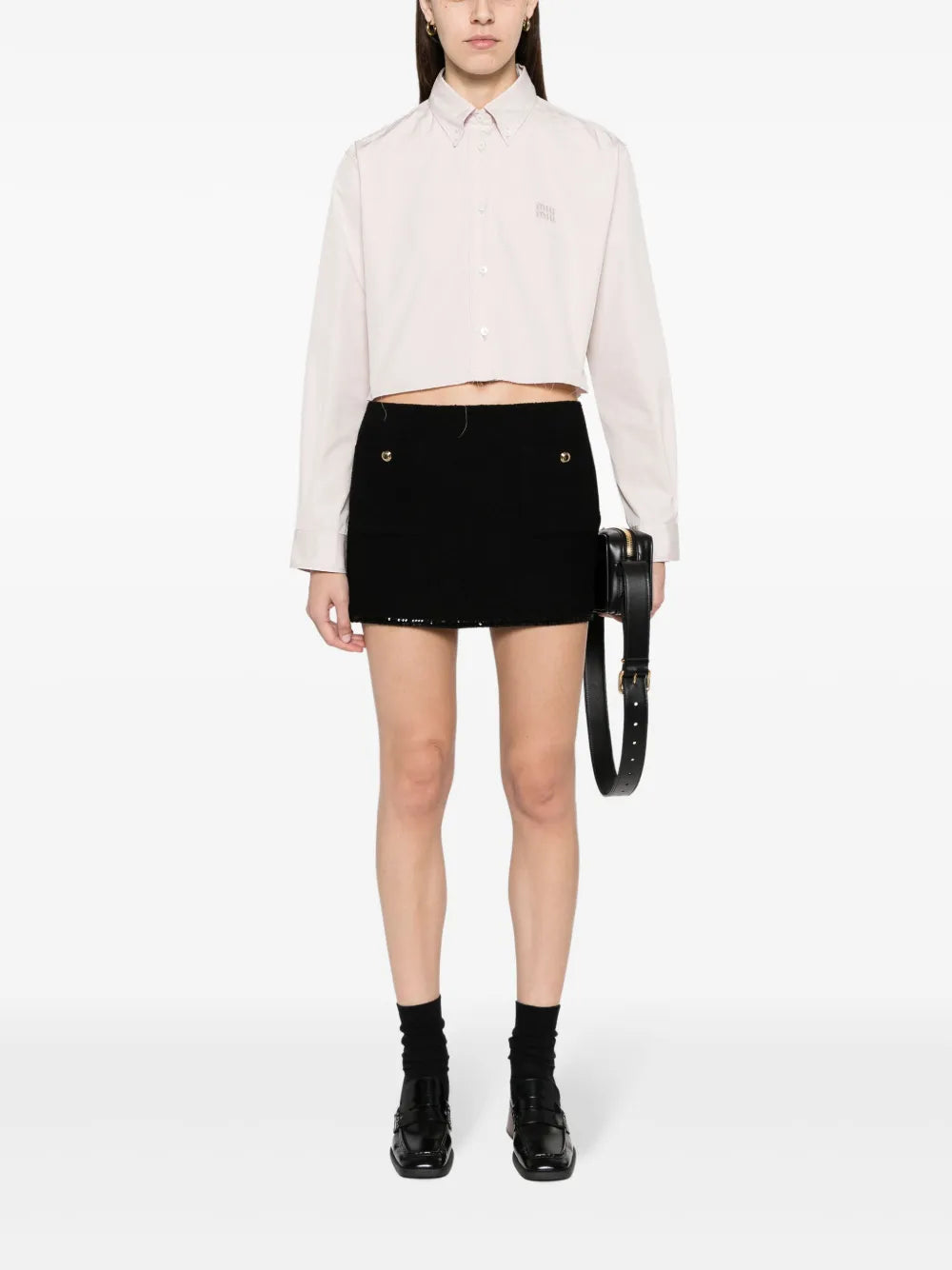 Sequin-Trim Knitted Miniskirt