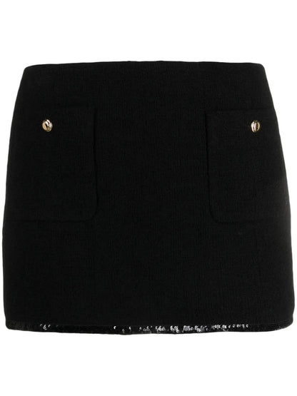 Sequin-Trim Knitted Miniskirt