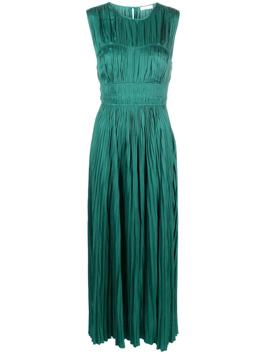 Delia Plissé-Effect Maxi Dress