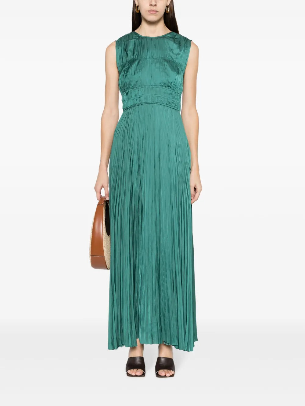 Delia Plissé-Effect Maxi Dress