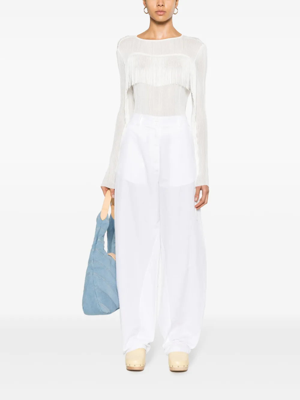 Fringed Ribbed Blouse