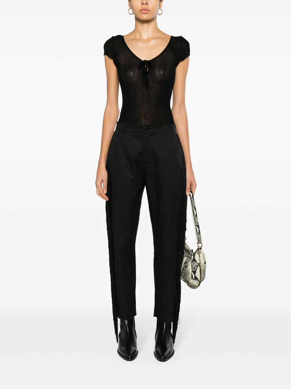 Fringed Straight-Leg Trousers