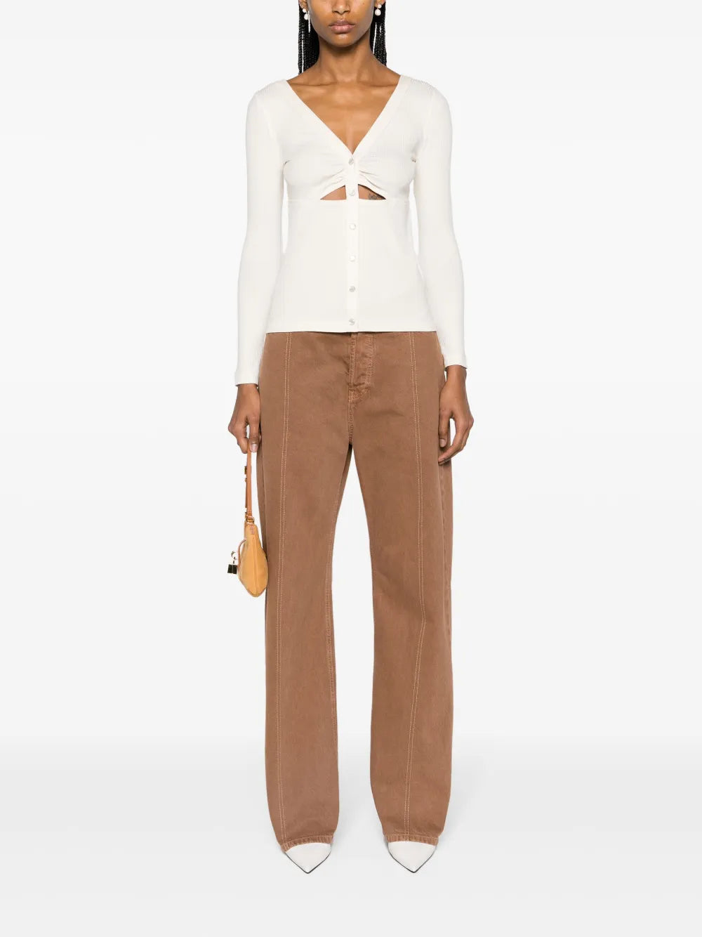 Cut-Out Detailed Ribbed Top