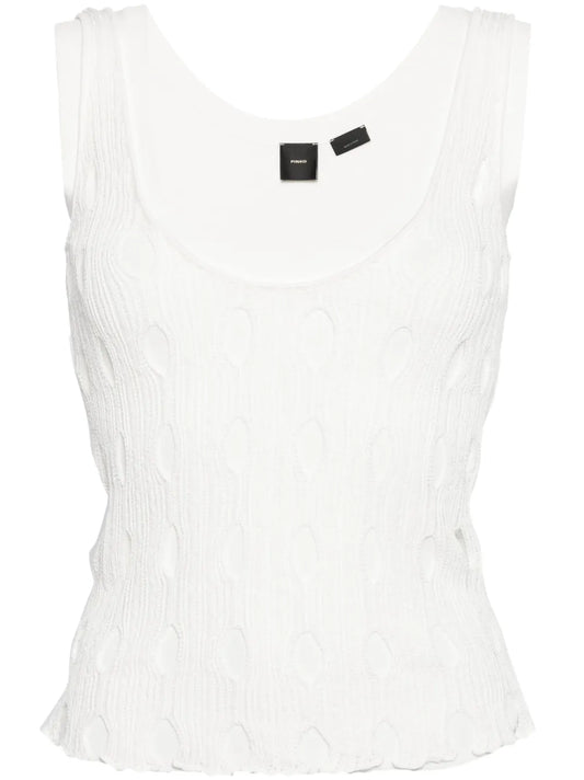 V-Neck Open-Knit Tank Top