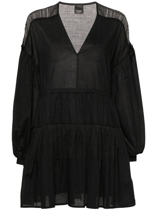 Fringed Flared Mini Dress