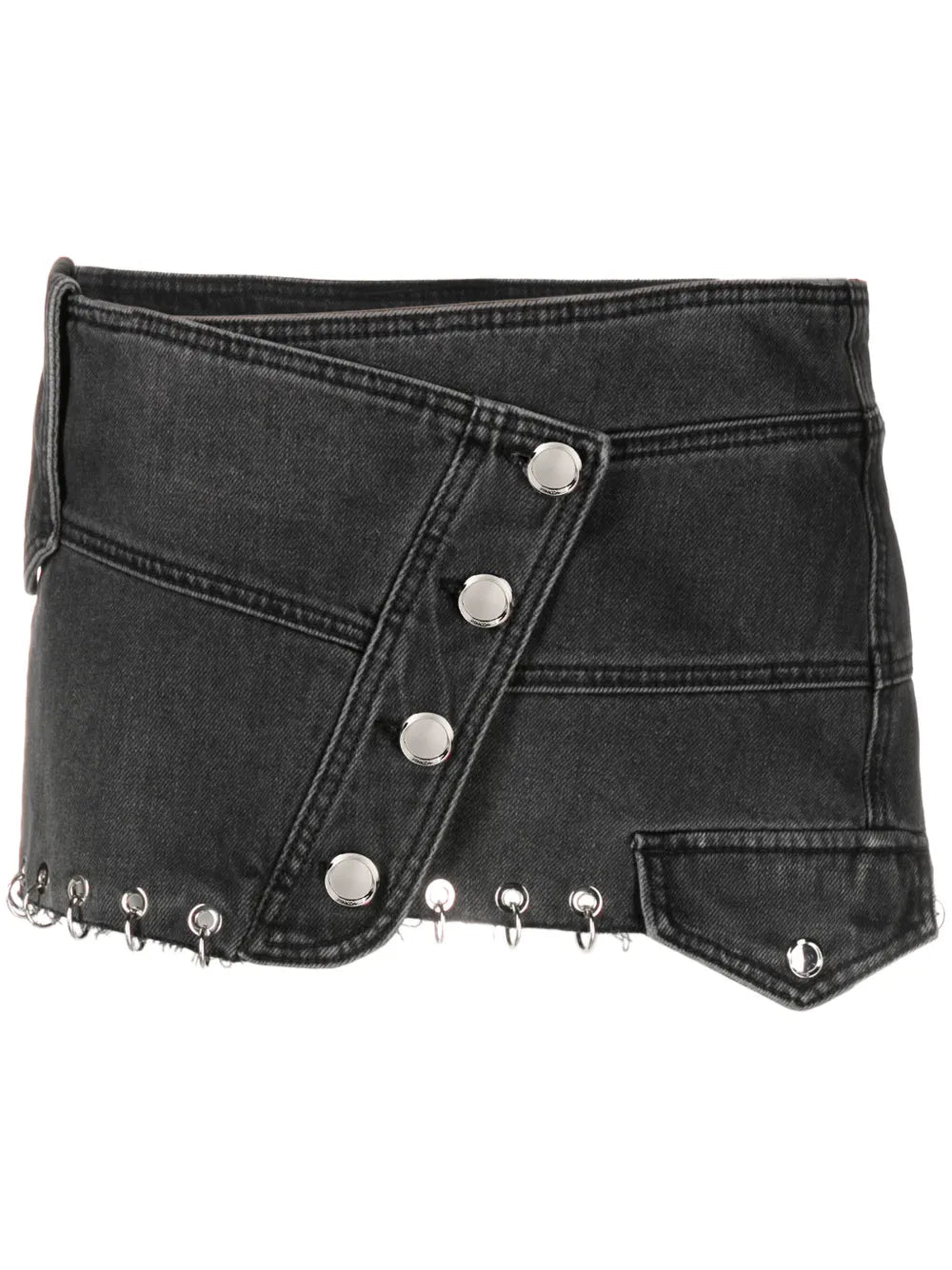 Rings-Detailed Denim Miniskirt