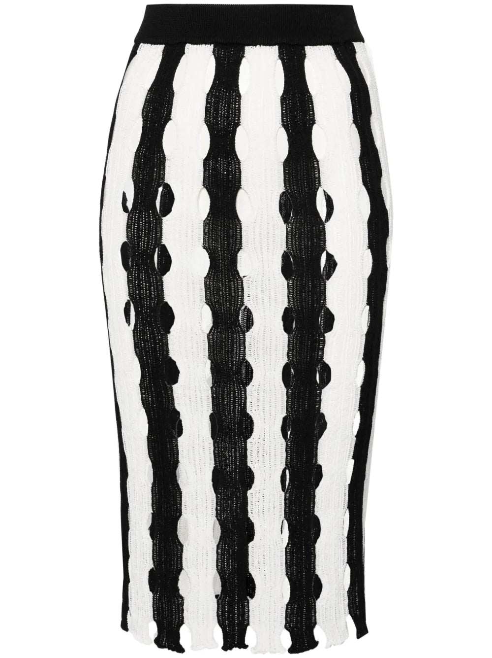 Cut-Out Striped Midi Skirt