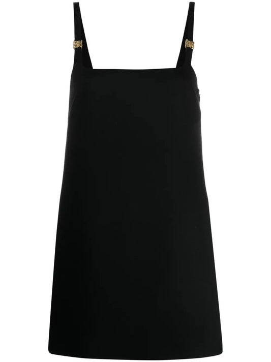 Logo-Plaque Wool Minidress