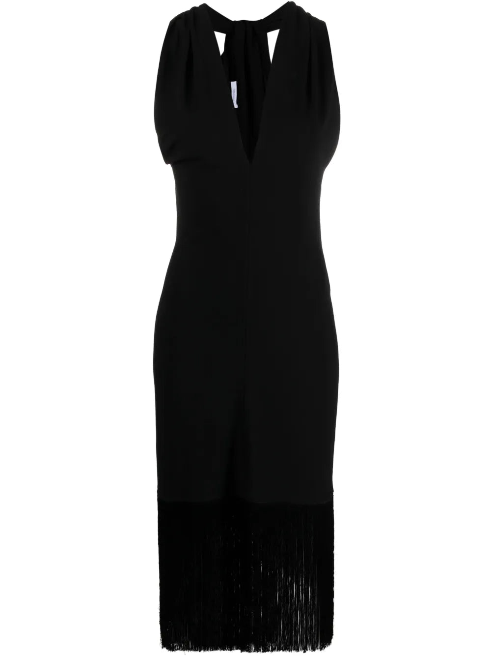 V-Neck Fringed Midi Dress