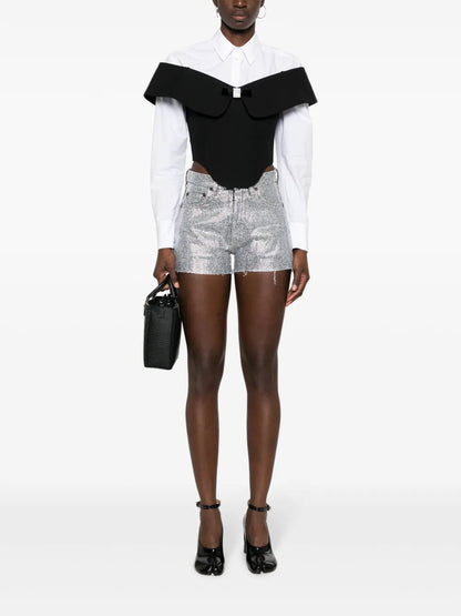 Rhinestone-Embellished Cotton Shorts