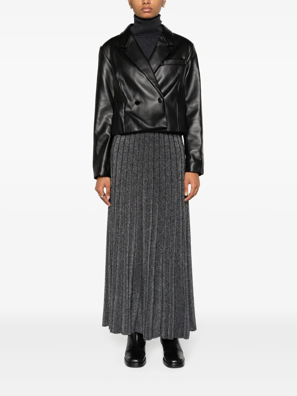 Metallic Knit A-Line Skirt