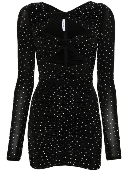 Crystal-Embellished Ruched Minidress