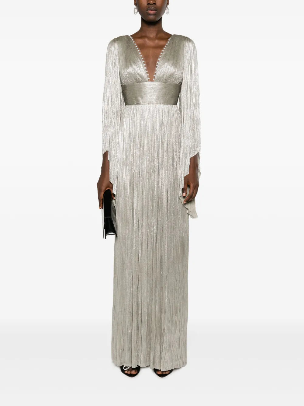 Harlow Rhinestone-Detail Pleated Maxi Dress