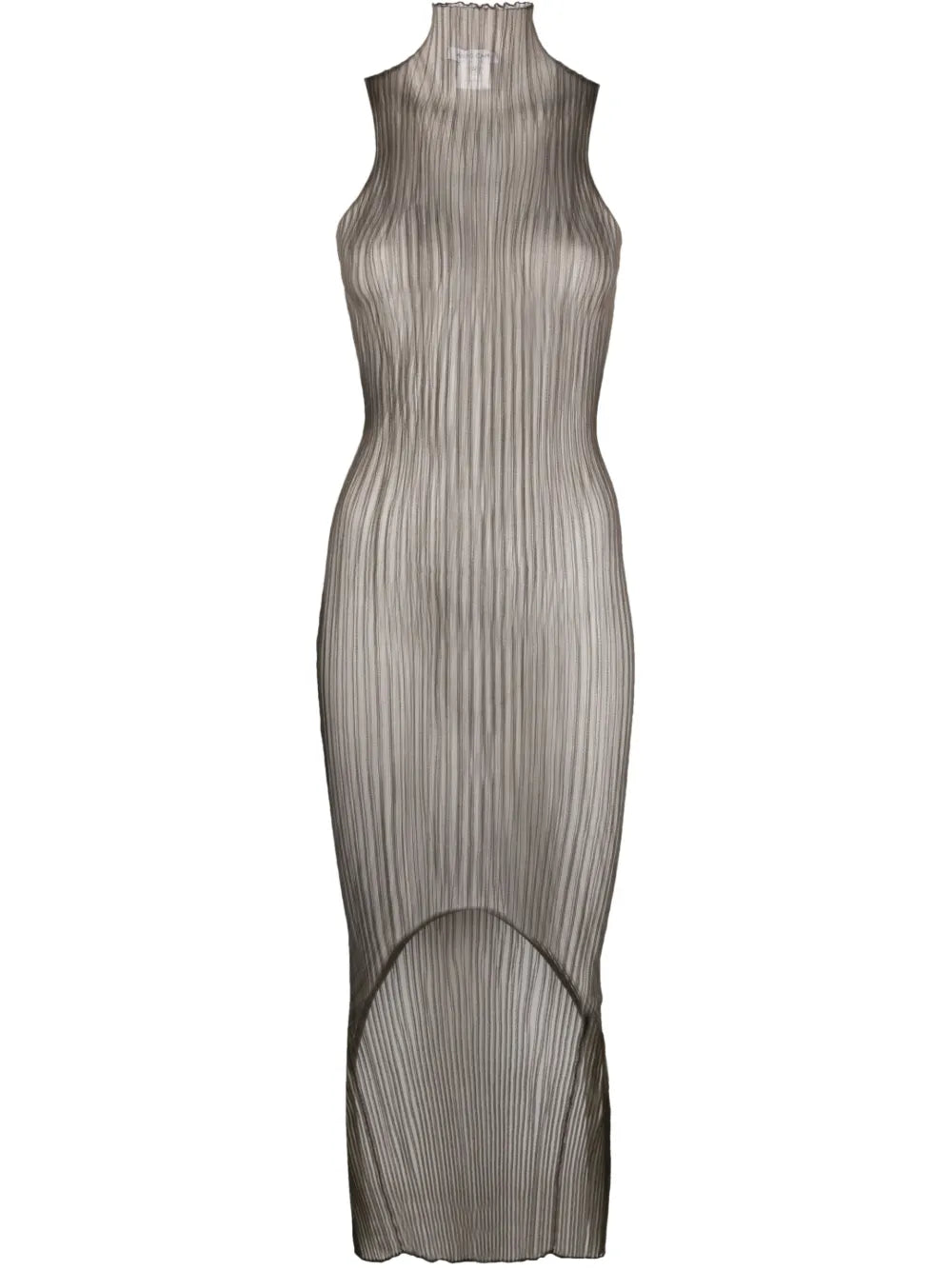 High-Neck Ribbed Midi Dress