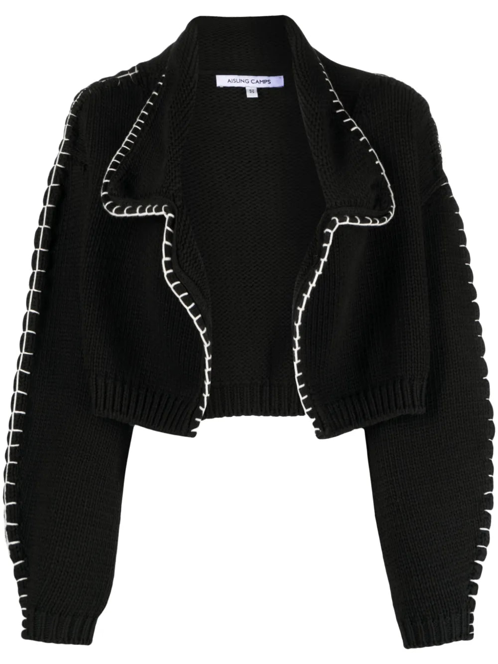 Chunky-Ribbed Stitch-Trim Cardigan