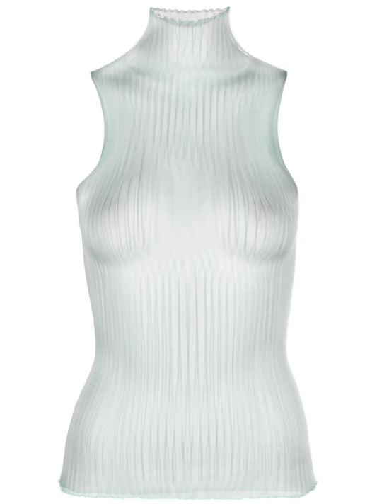 High-Neck Ribbed Tank Top