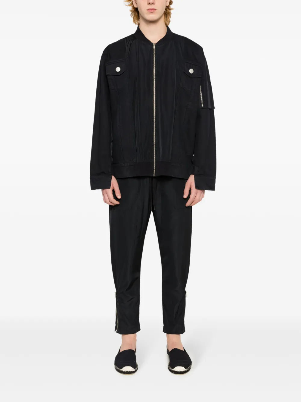 Flap-Pockets Cotton Bomber Jacket