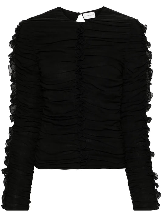 Ruched Silk-Blend Top