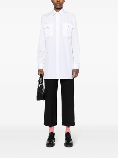 Crystal-Button Cotton Shirt