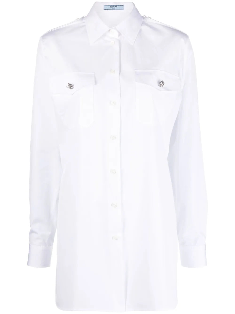 Crystal-Button Cotton Shirt