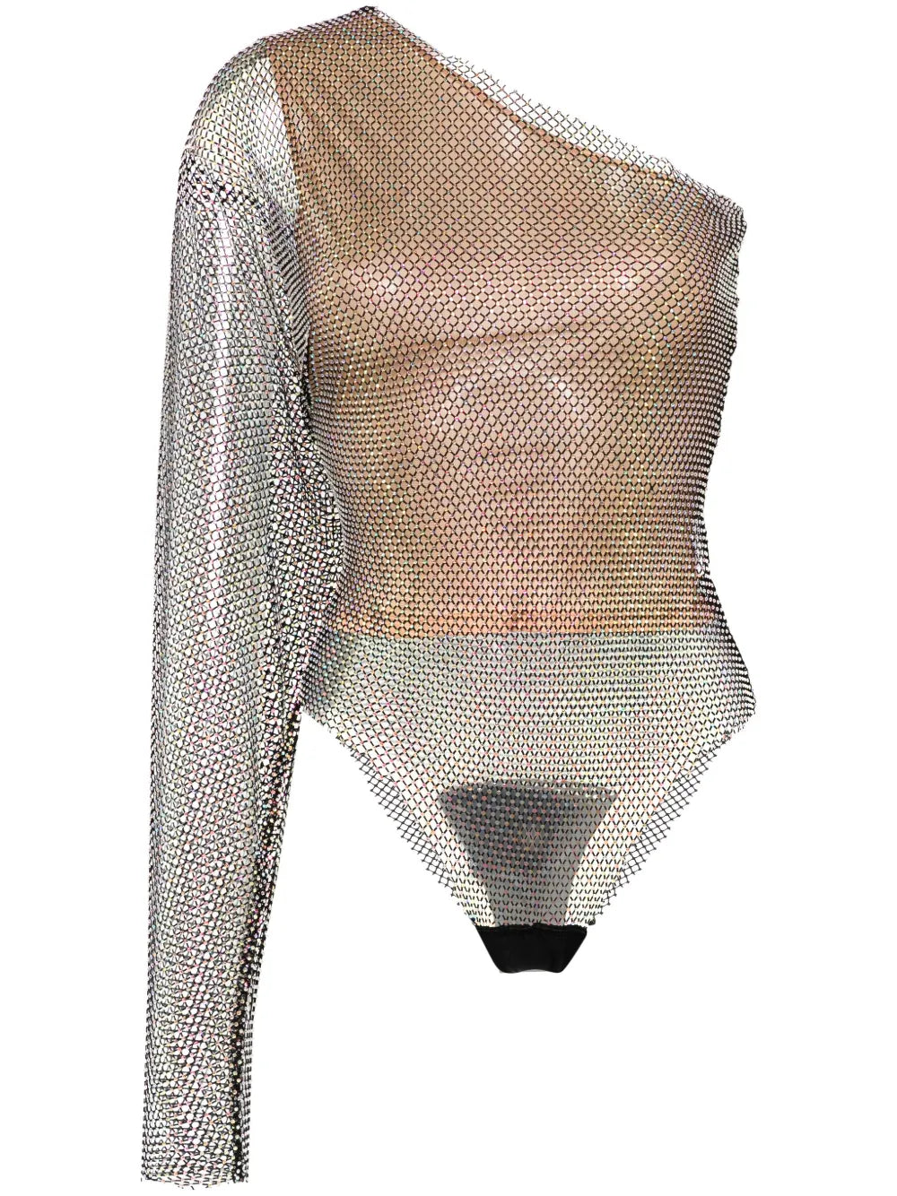 One-Shoulder Rhinestone-Embellished Bodysuit