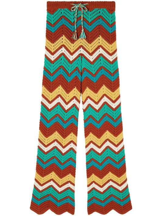 Kaleidoscopic Chevron Knit Trousers