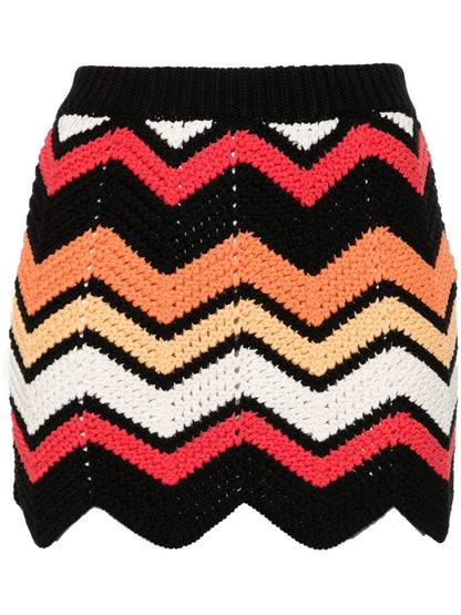 Kaleidoscopic Chevron-Knit Miniskirt