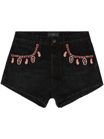Inner Energy Embroidered Denim Shorts