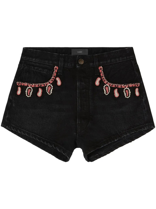Inner Energy Embroidered Denim Shorts