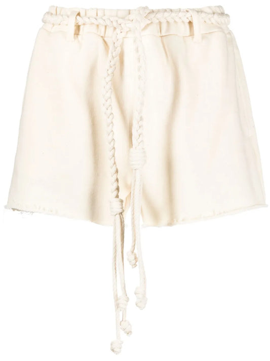 Braided-Belt Cotton Shorts