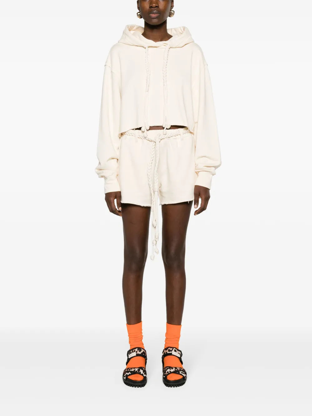 Braided-Belt Cotton Shorts