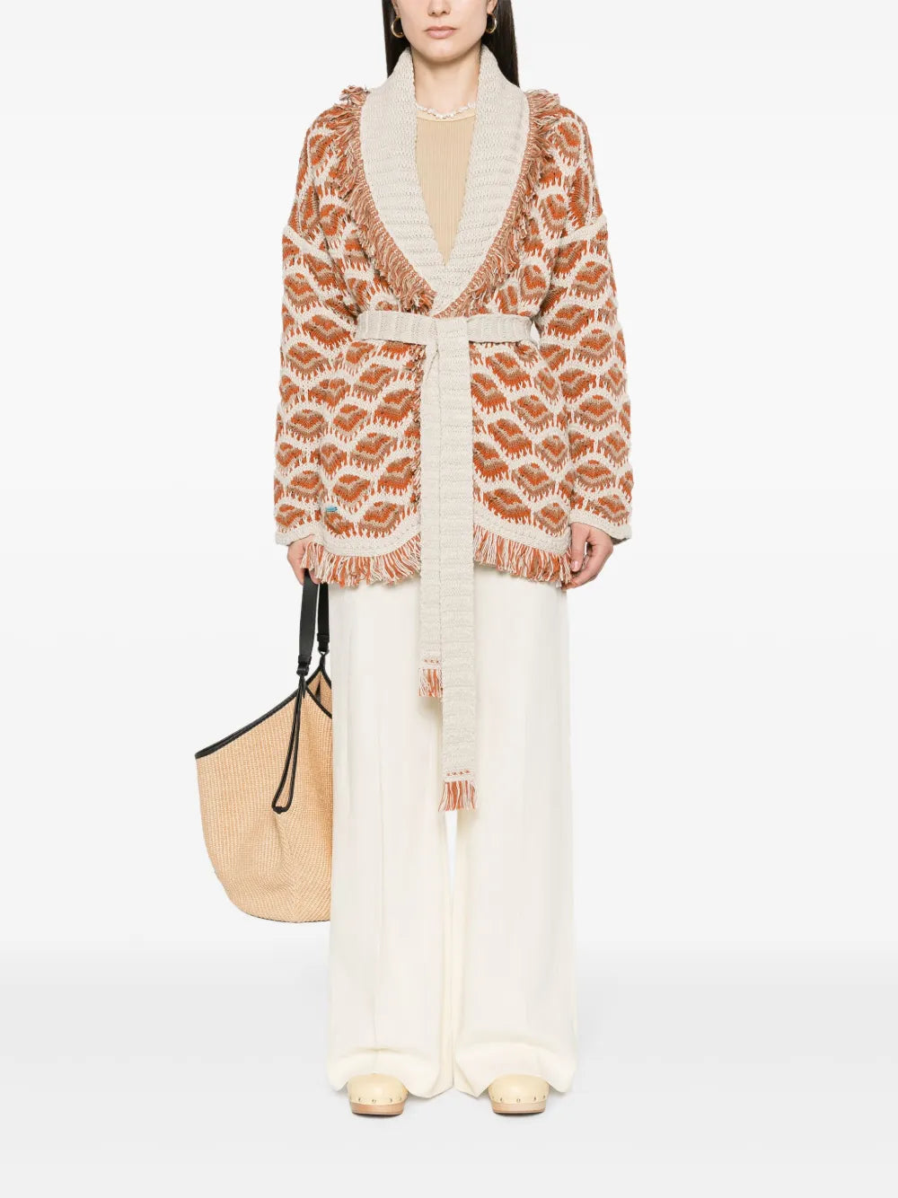 Hawa Mahal Patterned-Intarsia Cardigan