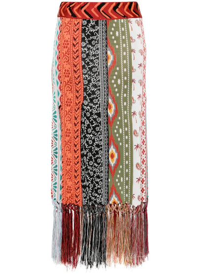 Scent Of Incense Mix-Pattern Skirt