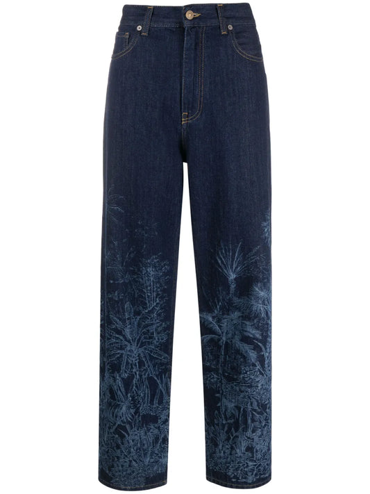 Jungle Toile De Jouy Straight-Leg Jeans