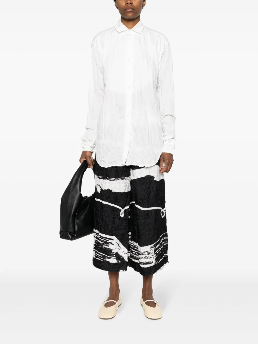 Crinkled Long-Sleeve Cotton Shirt