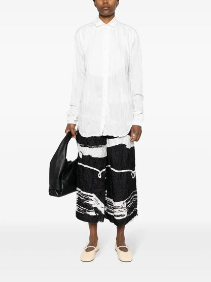 Crinkled Long-Sleeve Cotton Shirt