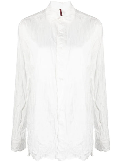 Crinkled Long-Sleeve Cotton Shirt
