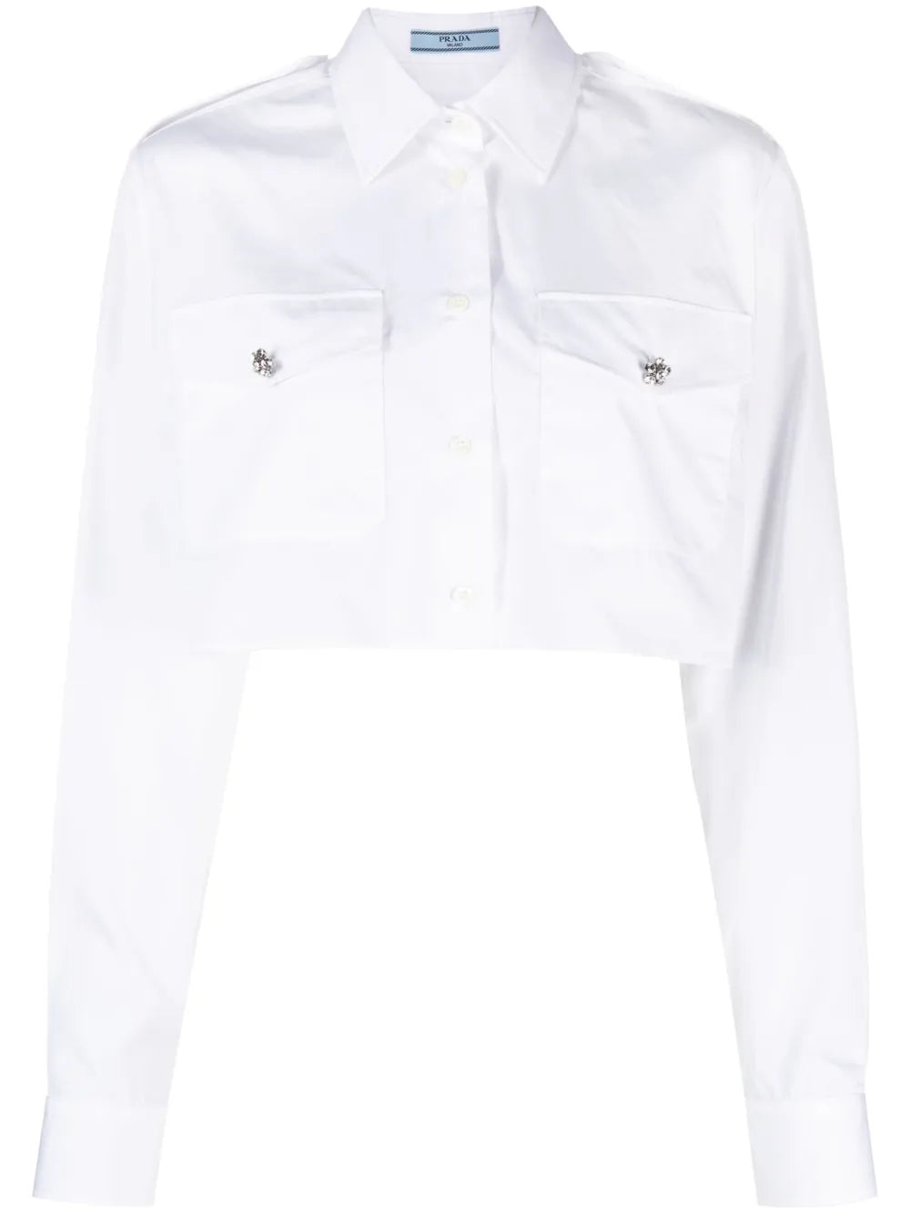 Crystal-Embellished Cropped Cotton Shirt