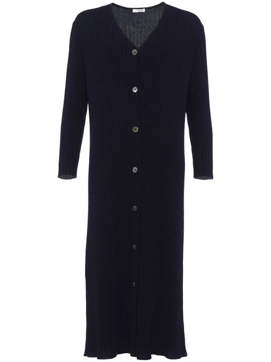 Flirt Buttoned Ribbed-Knit Dress