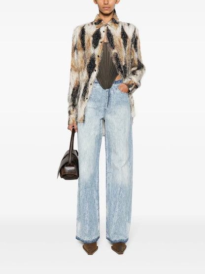 Logo-Jacquard Wide-Leg Jeans