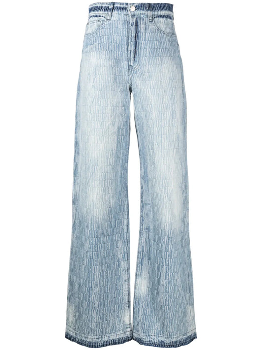 Logo-Jacquard Wide-Leg Jeans