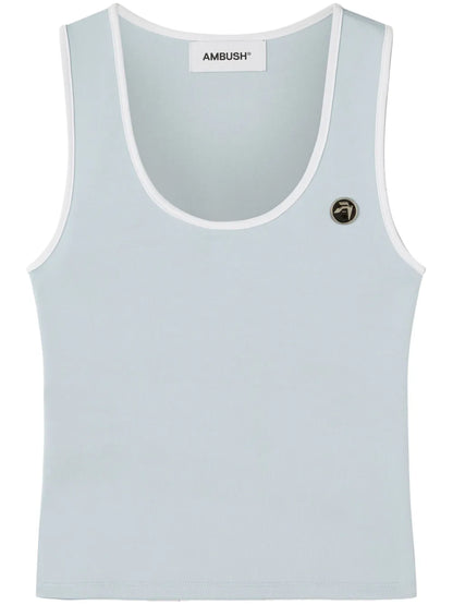 Round-Neck Logo-Plaque Top